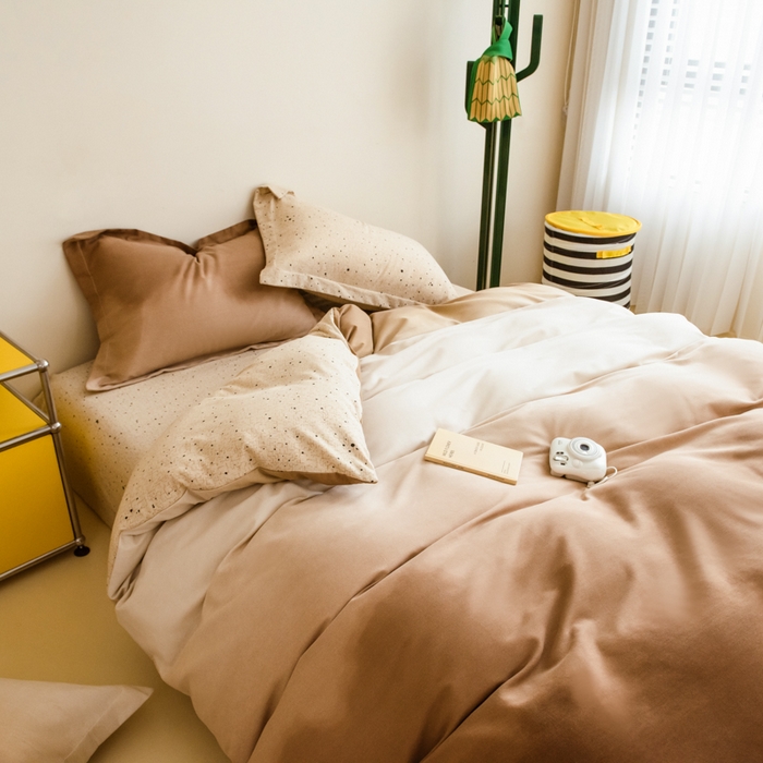 91家纺网 家纺一手货源 找家纺 印季家纺 2025新款全棉纯棉加厚渐变混纺磨毛四件套-过江寒 过江寒-棕