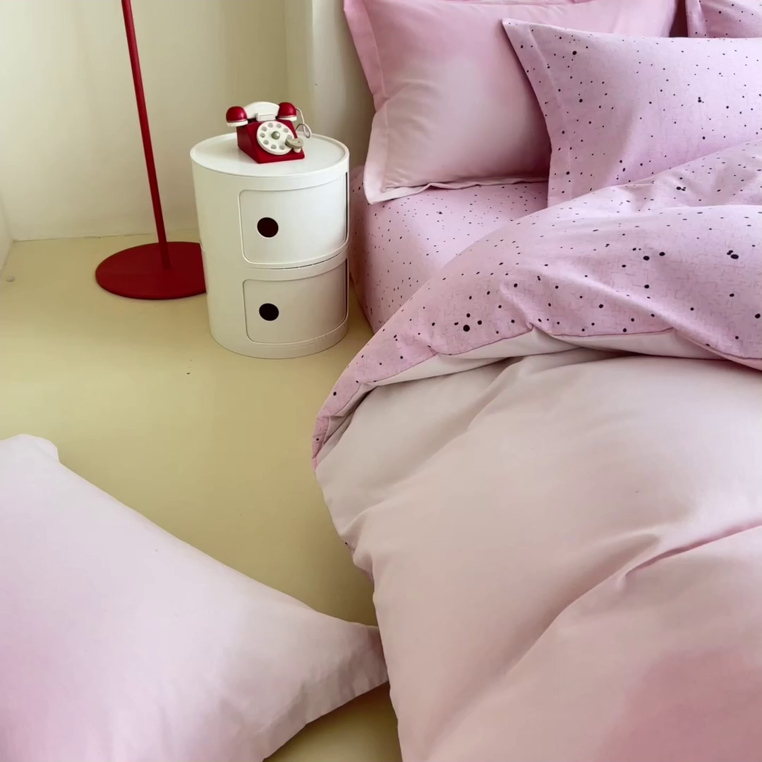 91家纺网 家纺一手货源 找家纺 印季家纺 2025新款全棉纯棉加厚渐变混纺磨毛四件套-过江寒 过江寒-粉