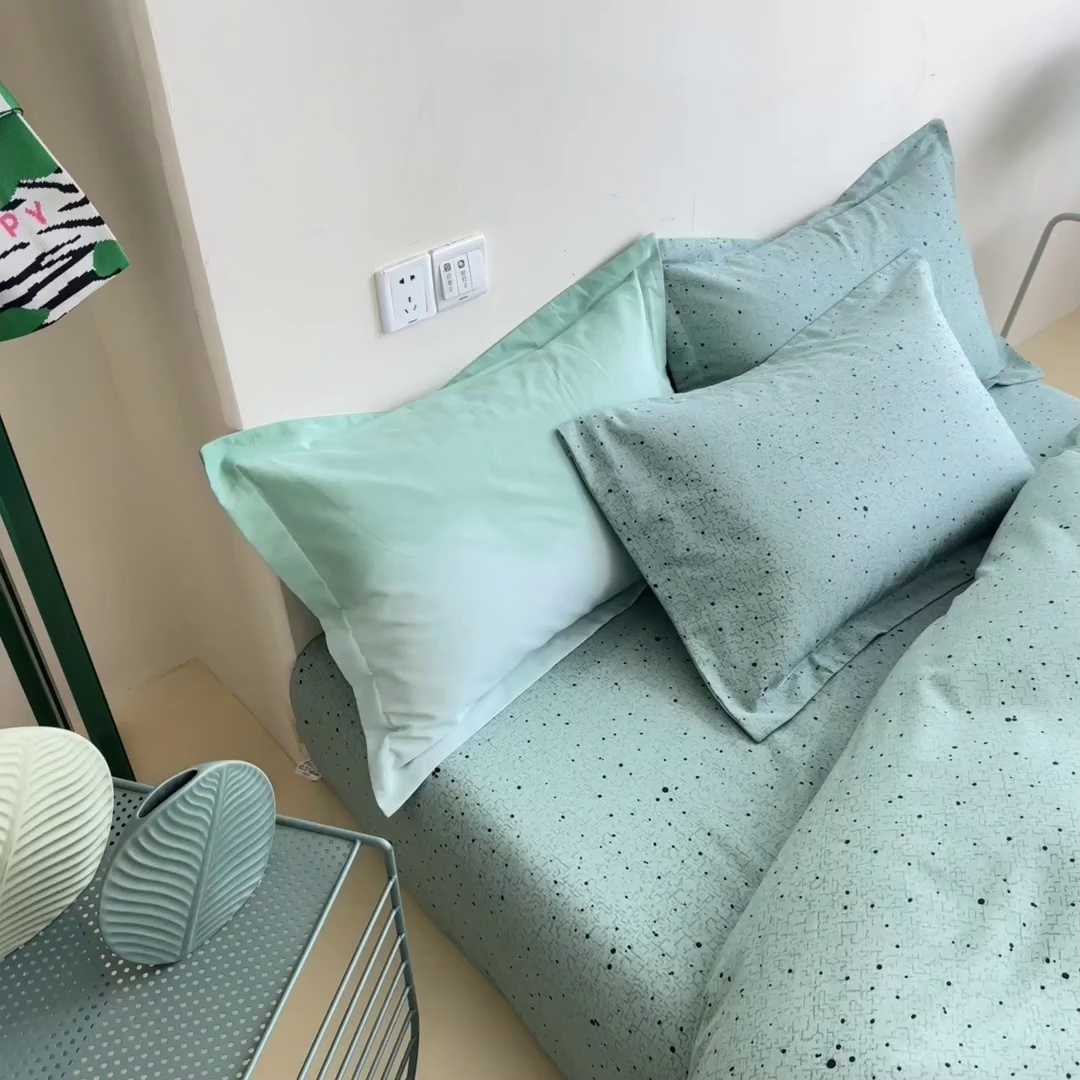 91家纺网 家纺一手货源 找家纺 印季家纺 2025新款全棉纯棉加厚渐变混纺磨毛四件套-过江寒 过江寒-绿