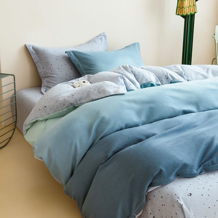 91家纺网 家纺一手货源 找家纺 印季家纺 2025新款全棉纯棉加厚渐变混纺磨毛四件套-过江寒 过江寒-深蓝