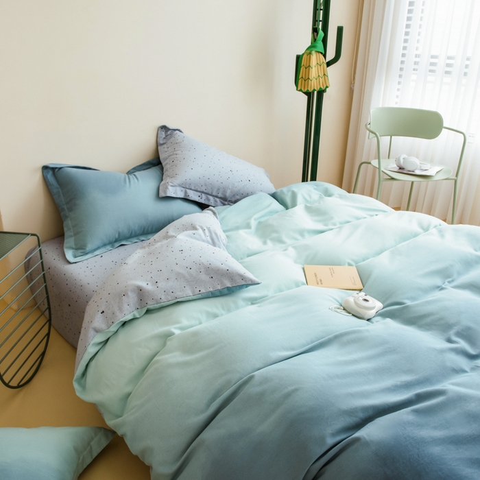 91家纺网 家纺一手货源 找家纺 印季家纺 2025新款全棉纯棉加厚渐变混纺磨毛四件套-过江寒 过江寒-深蓝