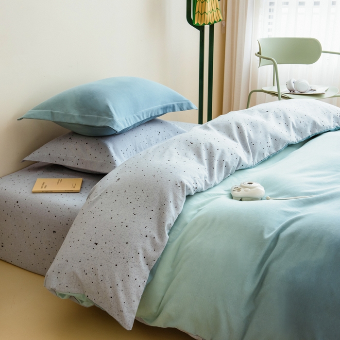 91家纺网 家纺一手货源 找家纺 印季家纺 2025新款全棉纯棉加厚渐变混纺磨毛四件套-过江寒 过江寒-深蓝