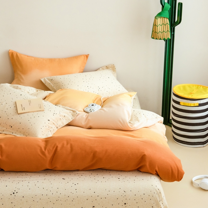 91家纺网 家纺一手货源 找家纺 印季家纺 2025新款全棉纯棉加厚渐变混纺磨毛四件套-过江寒 过江寒-桔