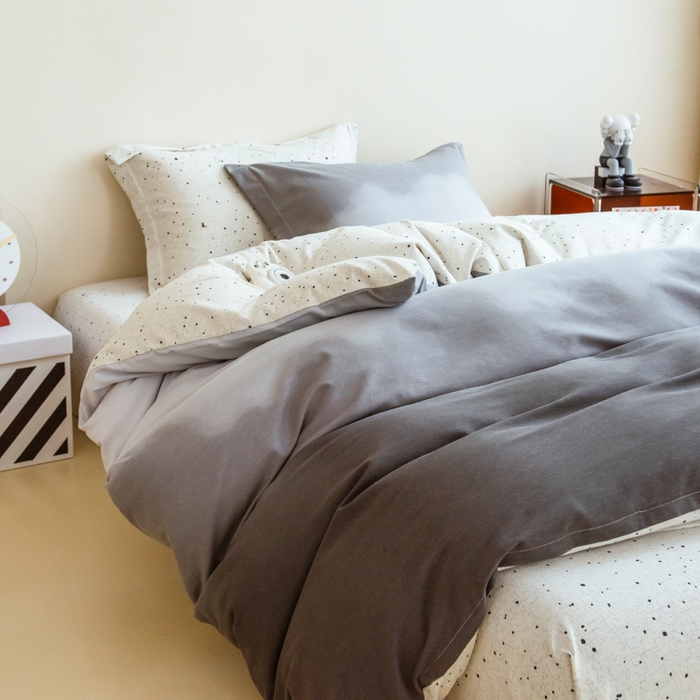 91家纺网 家纺一手货源 找家纺 印季家纺 2025新款全棉纯棉加厚渐变混纺磨毛四件套-过江寒 过江寒-灰