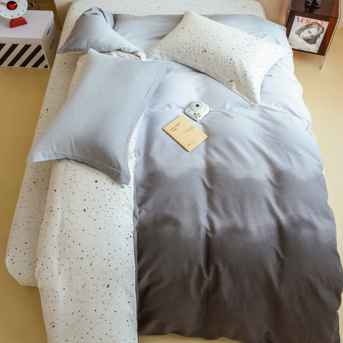 91家纺网 家纺一手货源 找家纺 印季家纺 2025新款全棉纯棉加厚渐变混纺磨毛四件套-过江寒 过江寒-灰