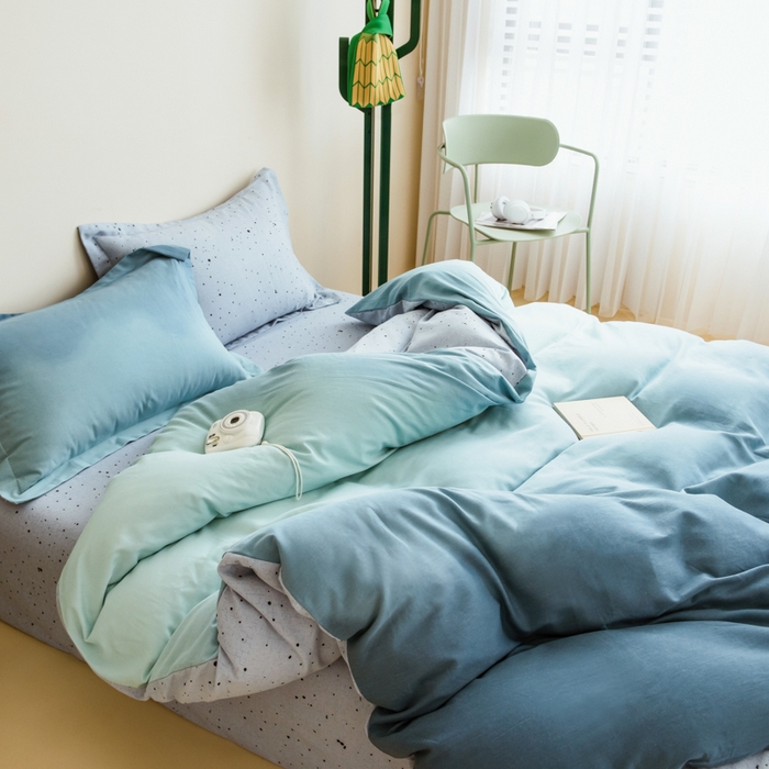 91家纺网 家纺一手货源 找家纺 印季家纺 2025新款全棉纯棉加厚渐变混纺磨毛四件套-过江寒 过江寒-深蓝