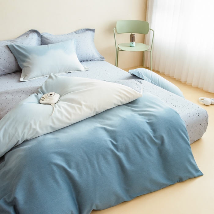 91家纺网 家纺一手货源 找家纺 印季家纺 2025新款全棉纯棉加厚渐变混纺磨毛四件套-过江寒 过江寒-兰