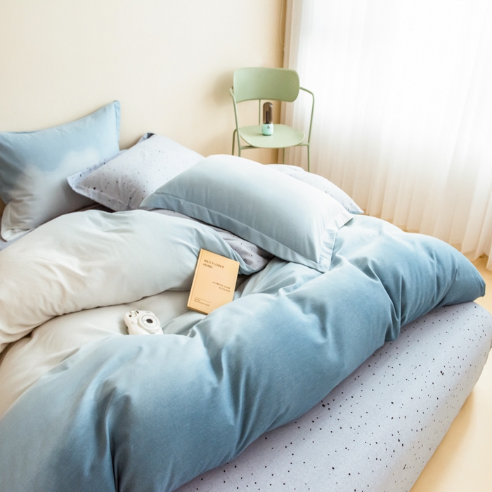 91家纺网 家纺一手货源 找家纺 印季家纺 2025新款全棉纯棉加厚渐变混纺磨毛四件套-过江寒 过江寒-兰