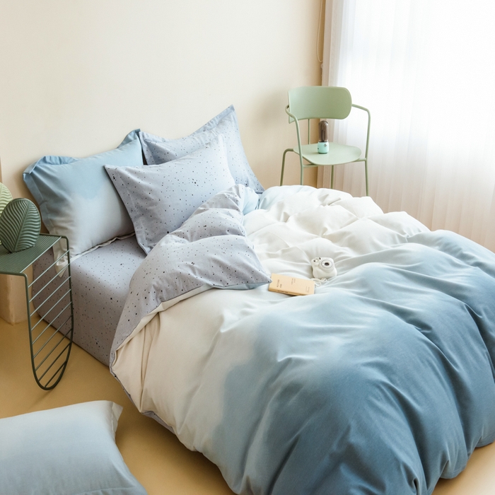 91家纺网 家纺一手货源 找家纺 印季家纺 2025新款全棉纯棉加厚渐变混纺磨毛四件套-过江寒 过江寒-兰