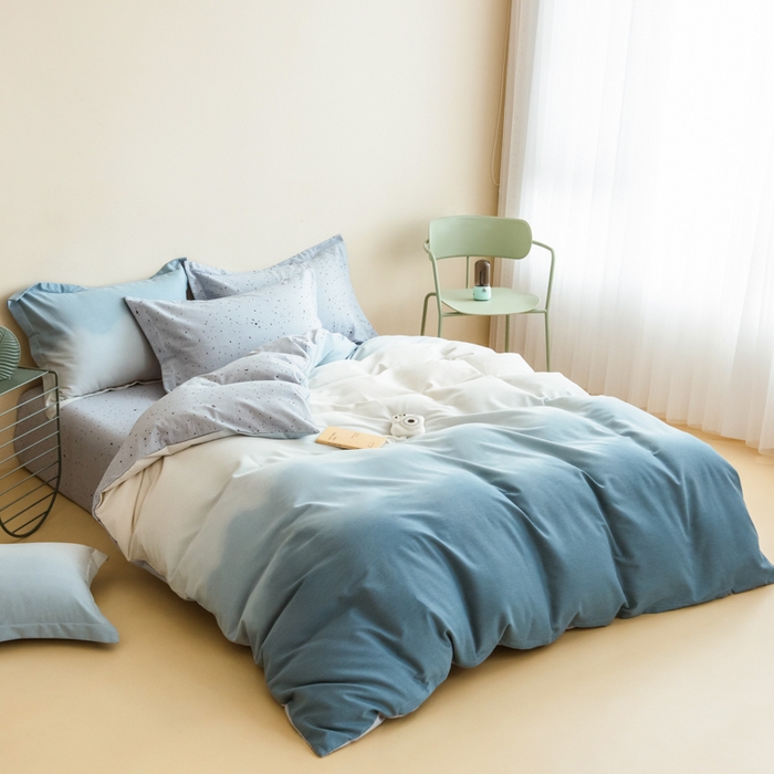 91家纺网 家纺一手货源 找家纺 印季家纺 2025新款全棉纯棉加厚渐变混纺磨毛四件套-过江寒 过江寒-兰