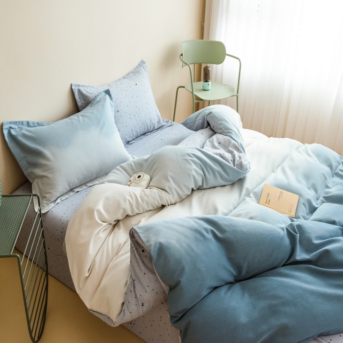 91家纺网 家纺一手货源 找家纺 印季家纺 2025新款全棉纯棉加厚渐变混纺磨毛四件套-过江寒 过江寒-兰