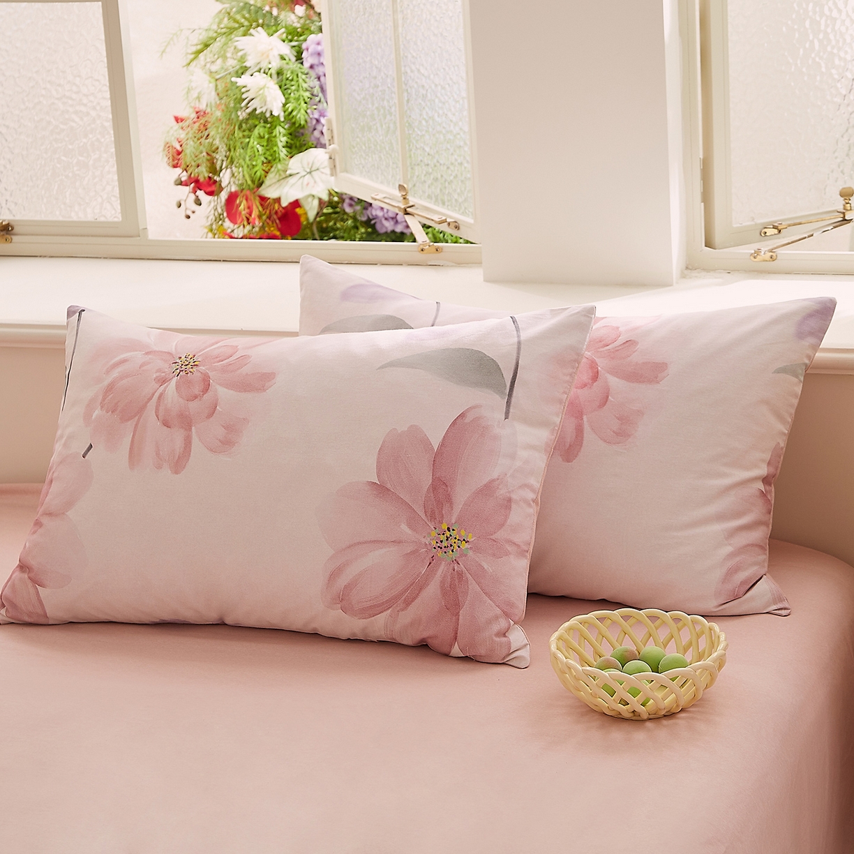 91家纺网 家纺一手货源 找家纺 DoDo 兜兜 2026新款全棉纯棉磨毛印花单床笠 床笠单件 B版梅染色-静影