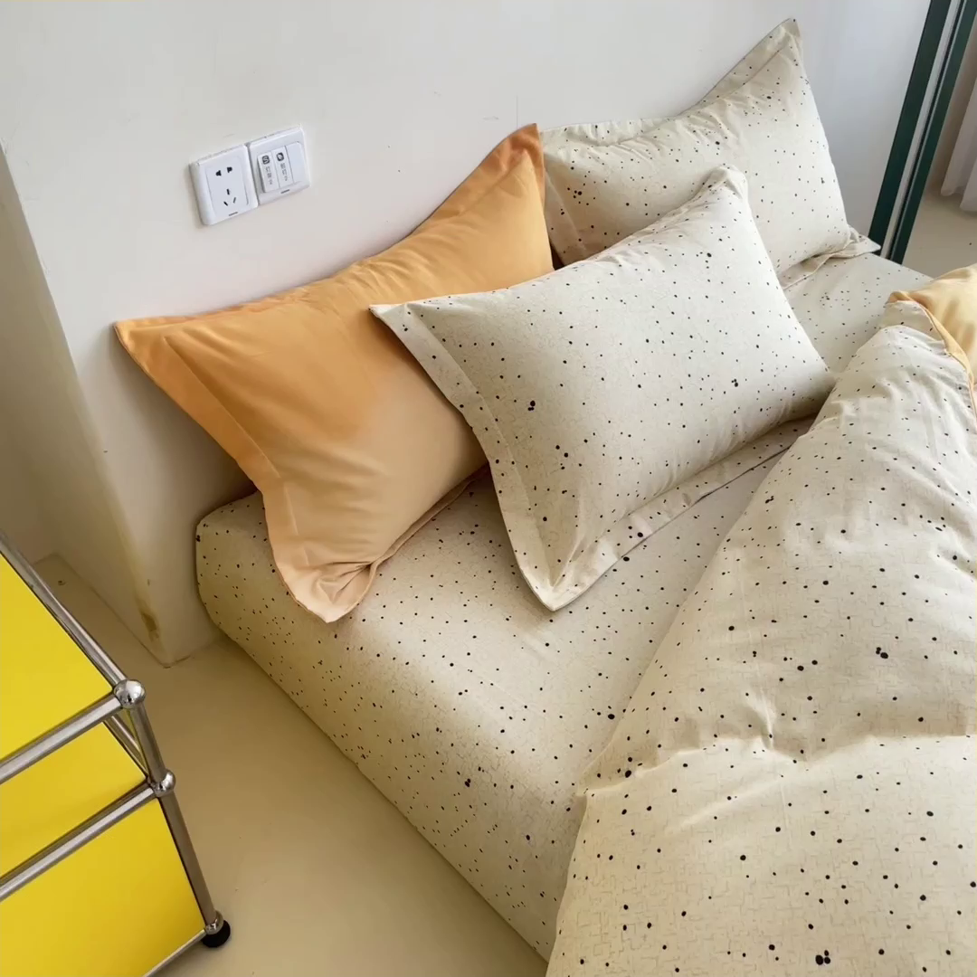 91家纺网 家纺一手货源 找家纺 印季家纺 2025新款全棉纯棉加厚渐变混纺磨毛四件套-过江寒 过江寒-桔