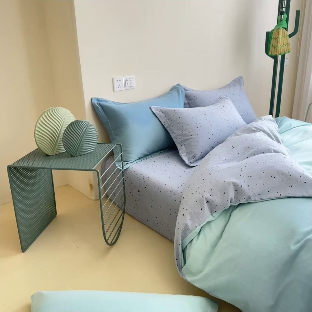 91家纺网 家纺一手货源 找家纺 印季家纺 2025新款全棉纯棉加厚渐变混纺磨毛四件套-过江寒 过江寒-深蓝