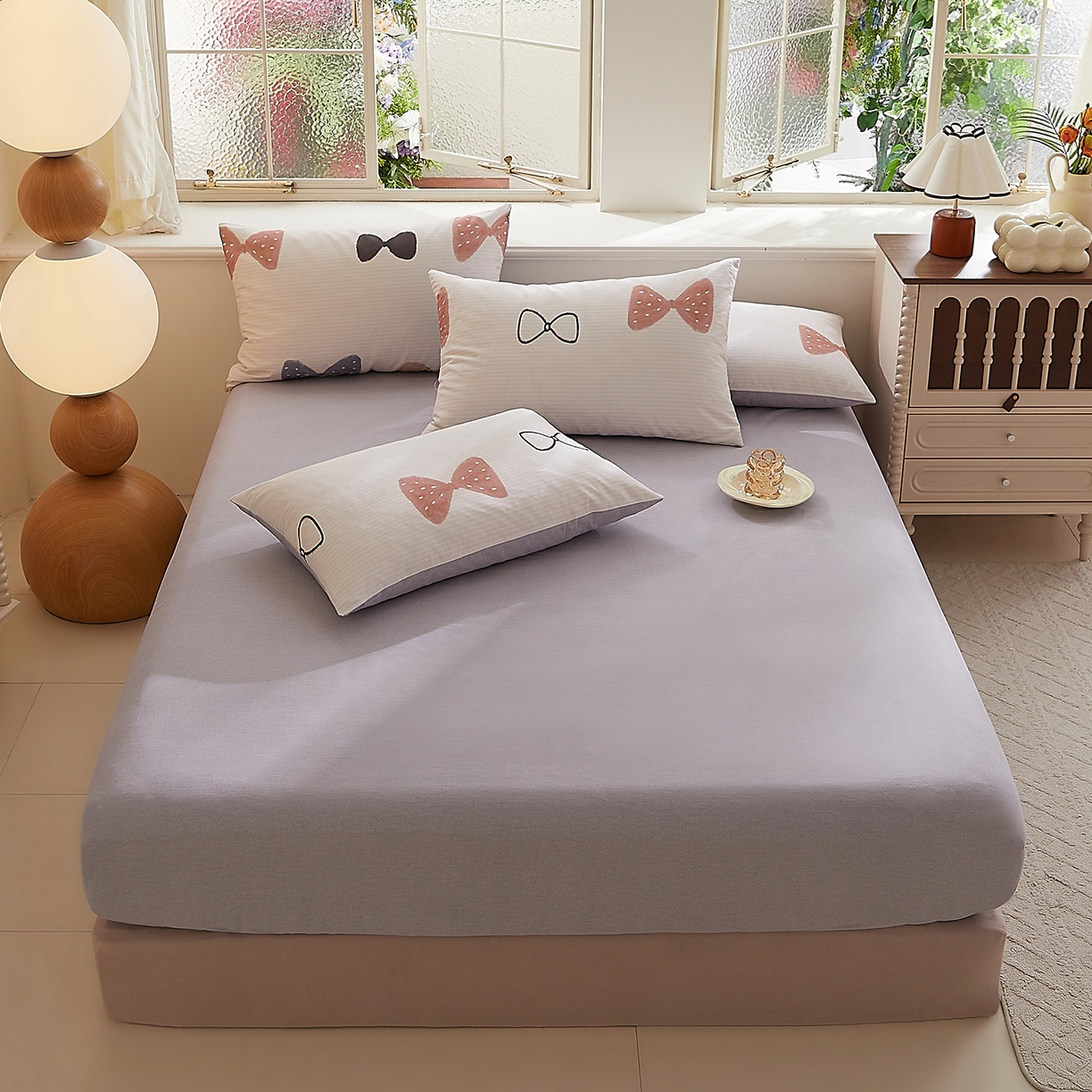 91家纺网 家纺一手货源 找家纺 DoDo 兜兜 2026新款全棉纯棉磨毛印花单床笠 床笠单件 B版牡丹紫-可梦