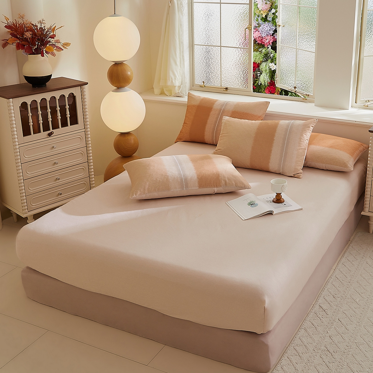 DoDo 兜兜 2026新款全棉纯棉磨毛印花单床笠 床笠单件 B版燕麦奶-简昔