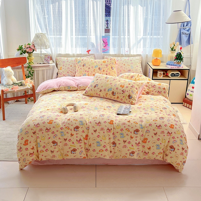 91家纺网 家纺一手货源 找家纺 水木坊 2025新款A加厚牛奶绒印花四件套-含买家秀 卖萌小狗