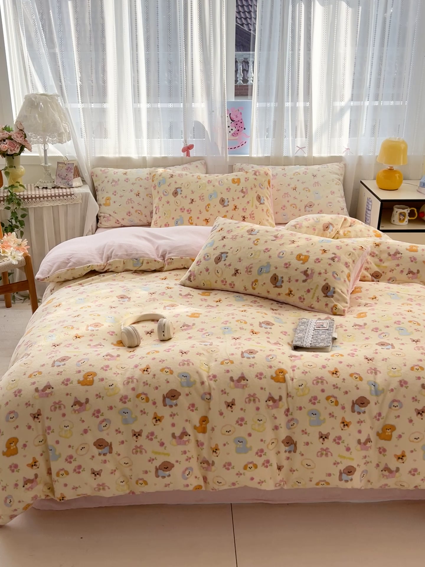 91家纺网 家纺一手货源 找家纺 水木坊 2025新款A加厚牛奶绒印花四件套-含买家秀 卖萌小狗