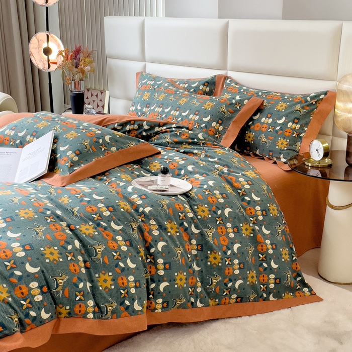 91家纺网 家纺一手货源 找家纺 （总）印季家纺 2025新款生态全棉纯棉磨毛混纺欧式花边款四件套