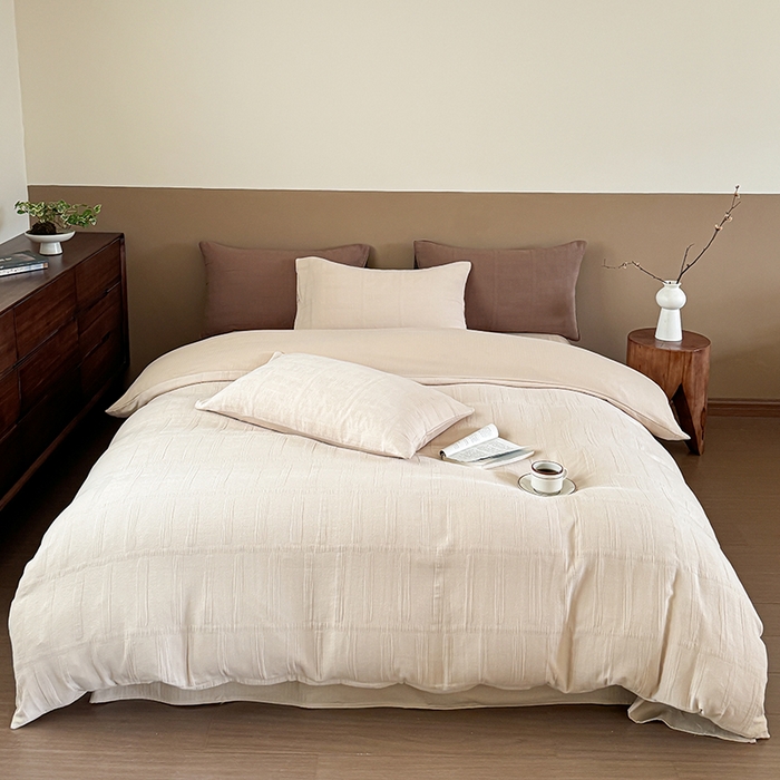 （总）山舍家居 2024新款全棉色织双层纱四件套--川寂系列