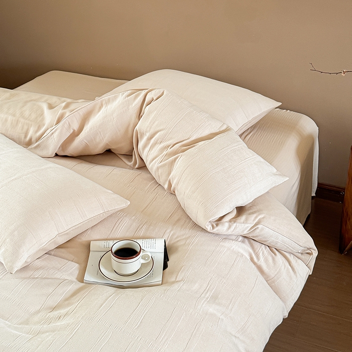 91家纺网 家纺一手货源 找家纺 （总）山舍家居 2024新款全棉色织双层纱四件套--川寂系列