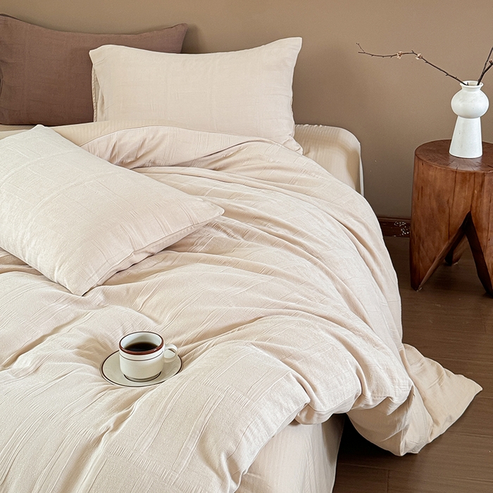 91家纺网 家纺一手货源 找家纺 （总）山舍家居 2024新款全棉色织双层纱四件套--川寂系列