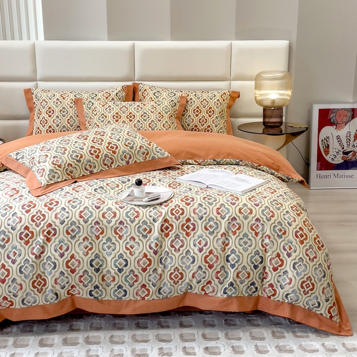 91家纺网 家纺一手货源 找家纺 印季家纺 2025新款生态全棉纯棉磨毛混纺欧式花边款四件套 麦卡