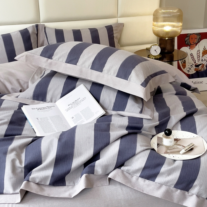 91家纺网 家纺一手货源 找家纺 印季家纺 2025新款生态全棉纯棉磨毛混纺欧式花边款四件套 淡路（兰）