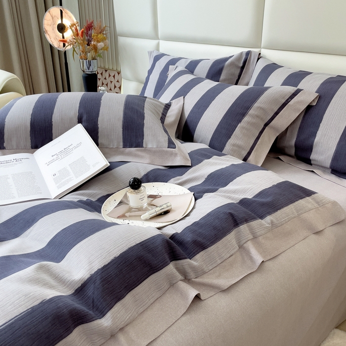 91家纺网 家纺一手货源 找家纺 印季家纺 2025新款生态全棉纯棉磨毛混纺欧式花边款四件套 淡路（兰）