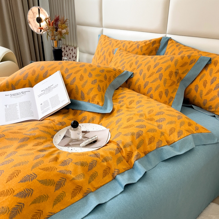 91家纺网 家纺一手货源 找家纺 印季家纺 2025新款生态全棉纯棉磨毛混纺欧式花边款四件套 繁星