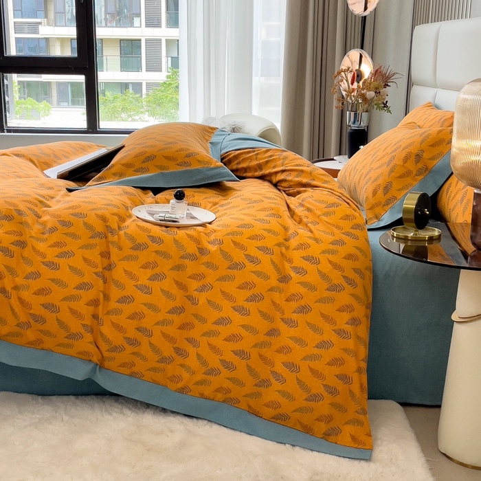 91家纺网 家纺一手货源 找家纺 印季家纺 2025新款生态全棉纯棉磨毛混纺欧式花边款四件套 繁星