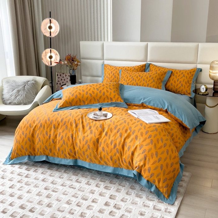 91家纺网 家纺一手货源 找家纺 印季家纺 2025新款生态全棉纯棉磨毛混纺欧式花边款四件套 繁星