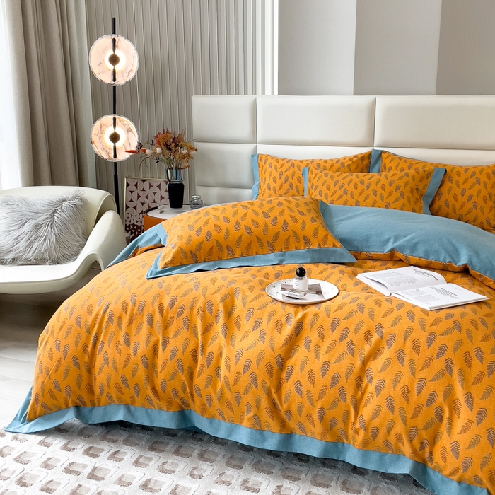 91家纺网 家纺一手货源 找家纺 印季家纺 2025新款生态全棉纯棉磨毛混纺欧式花边款四件套 繁星