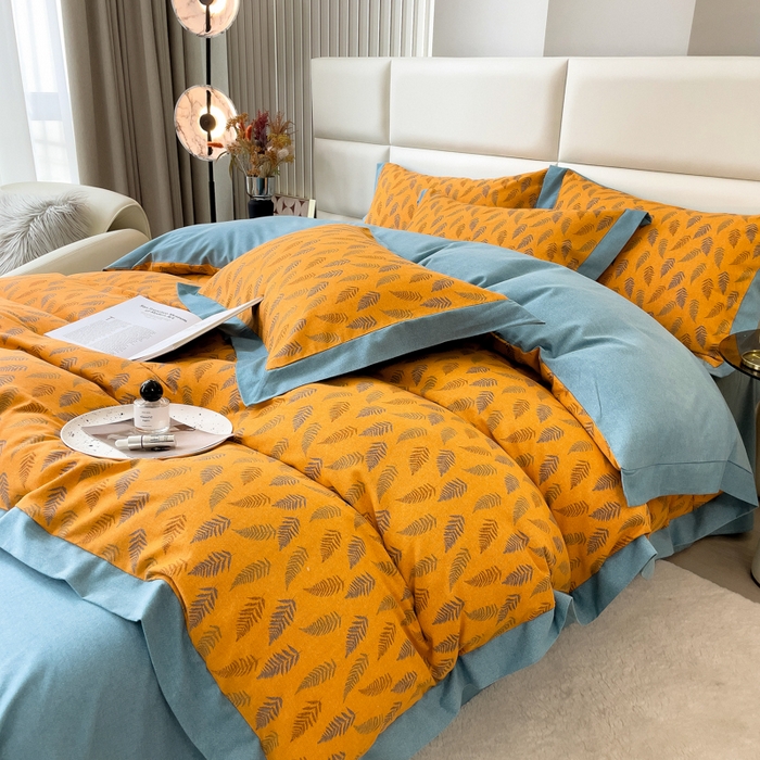 91家纺网 家纺一手货源 找家纺 印季家纺 2025新款生态全棉纯棉磨毛混纺欧式花边款四件套 繁星