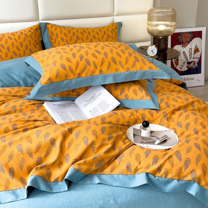 91家纺网 家纺一手货源 找家纺 印季家纺 2025新款生态全棉纯棉磨毛混纺欧式花边款四件套 繁星