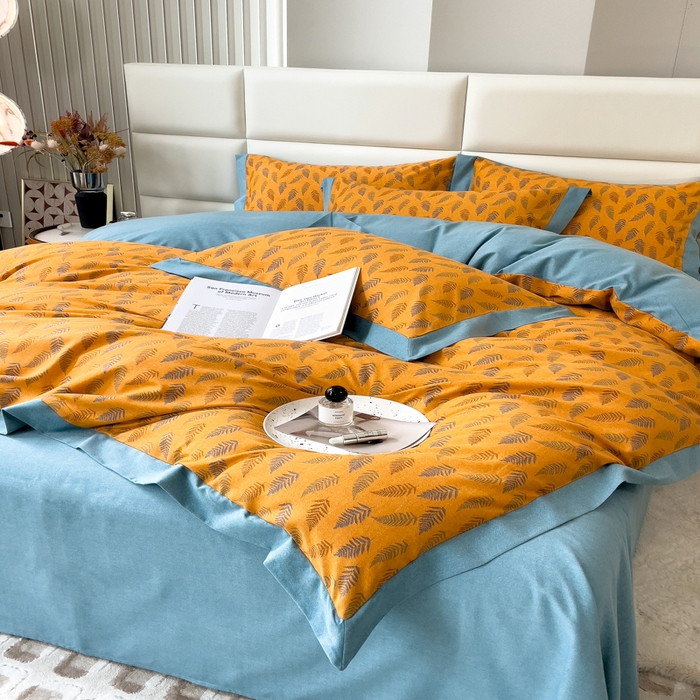 91家纺网 家纺一手货源 找家纺 印季家纺 2025新款生态全棉纯棉磨毛混纺欧式花边款四件套 繁星