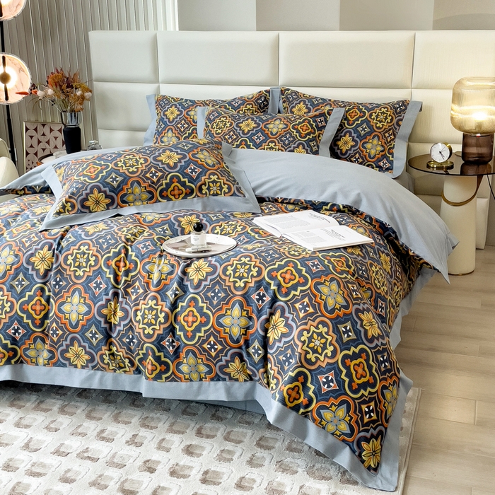 91家纺网 家纺一手货源 找家纺 印季家纺 2025新款生态全棉纯棉磨毛混纺欧式花边款四件套 风华