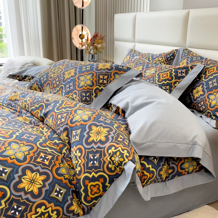 91家纺网 家纺一手货源 找家纺 印季家纺 2025新款生态全棉纯棉磨毛混纺欧式花边款四件套 风华