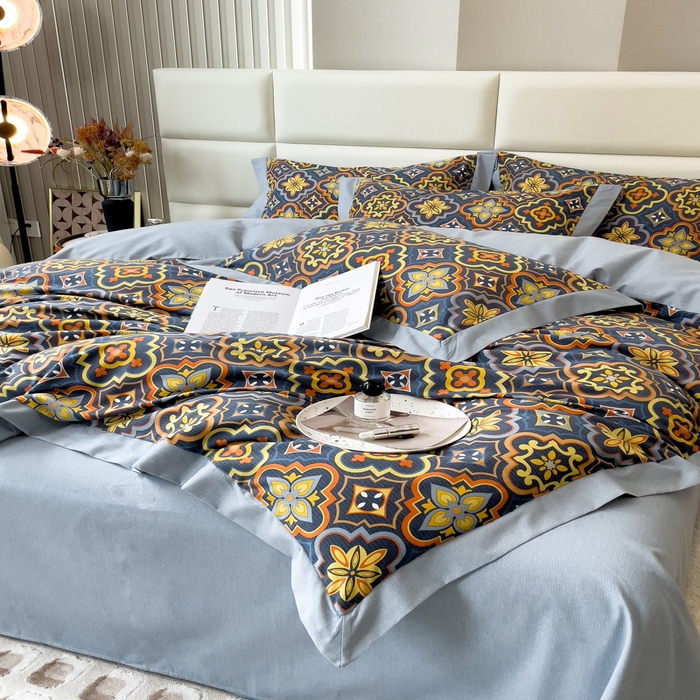 91家纺网 家纺一手货源 找家纺 印季家纺 2025新款生态全棉纯棉磨毛混纺欧式花边款四件套 风华