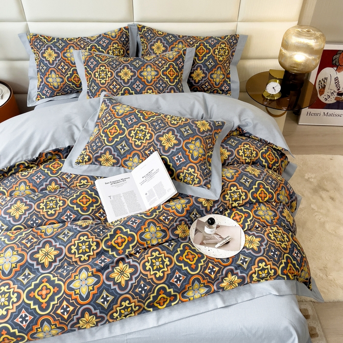 91家纺网 家纺一手货源 找家纺 印季家纺 2025新款生态全棉纯棉磨毛混纺欧式花边款四件套 风华