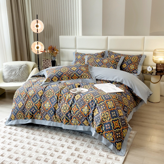 91家纺网 家纺一手货源 找家纺 印季家纺 2025新款生态全棉纯棉磨毛混纺欧式花边款四件套 风华