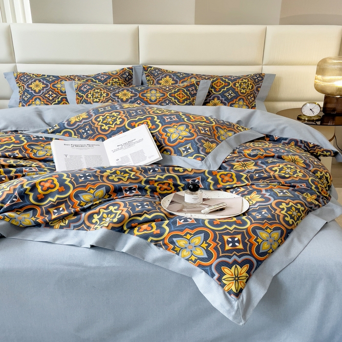 91家纺网 家纺一手货源 找家纺 印季家纺 2025新款生态全棉纯棉磨毛混纺欧式花边款四件套 风华