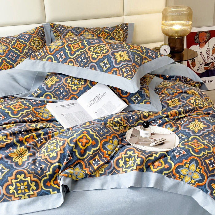 91家纺网 家纺一手货源 找家纺 印季家纺 2025新款生态全棉纯棉磨毛混纺欧式花边款四件套 风华