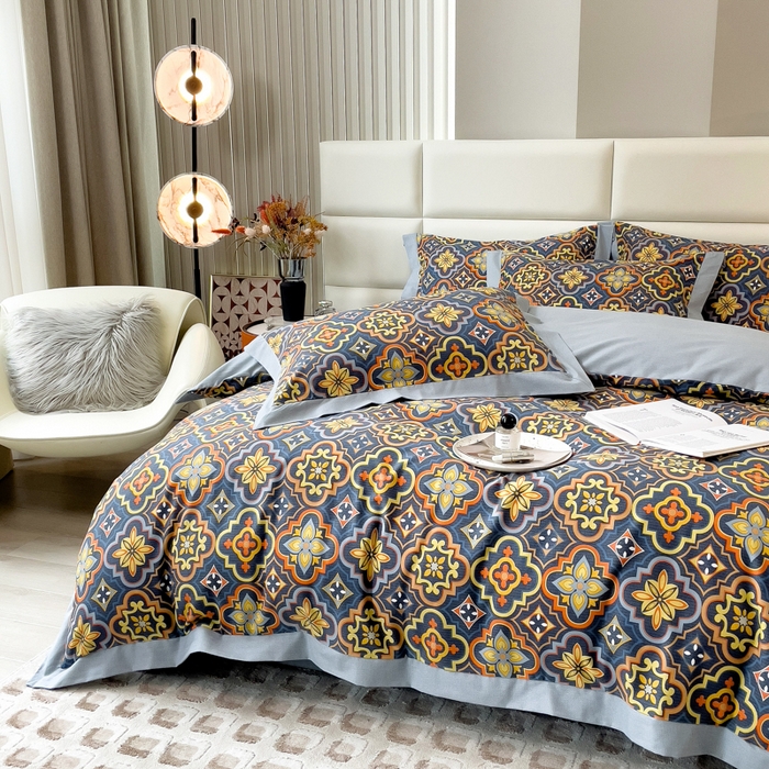 91家纺网 家纺一手货源 找家纺 印季家纺 2025新款生态全棉纯棉磨毛混纺欧式花边款四件套 风华