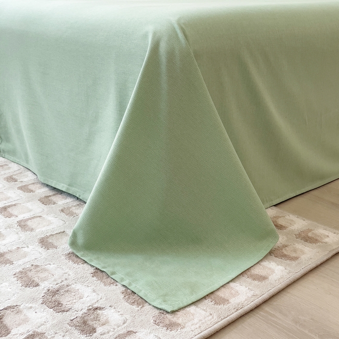 91家纺网 家纺一手货源 找家纺 印季家纺 2025新款生态全棉纯棉磨毛混纺欧式花边款四件套 卡萨（绿）