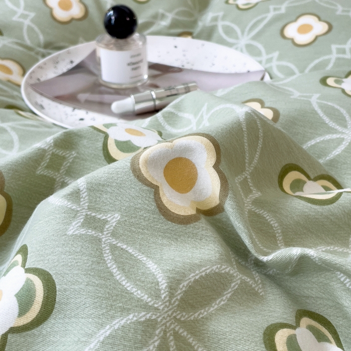 91家纺网 家纺一手货源 找家纺 印季家纺 2025新款生态全棉纯棉磨毛混纺欧式花边款四件套 卡萨（绿）