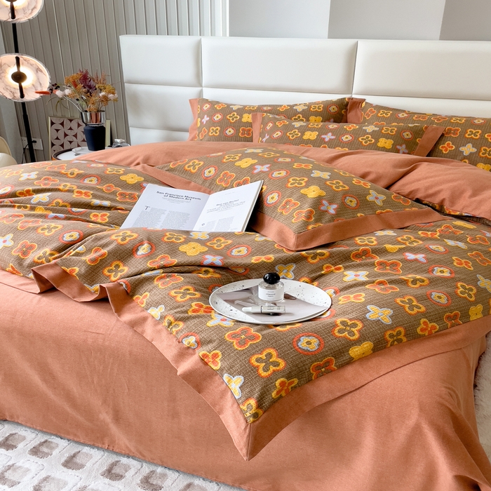 91家纺网 家纺一手货源 找家纺 印季家纺 2025新款生态全棉纯棉磨毛混纺欧式花边款四件套 路易登（咖）