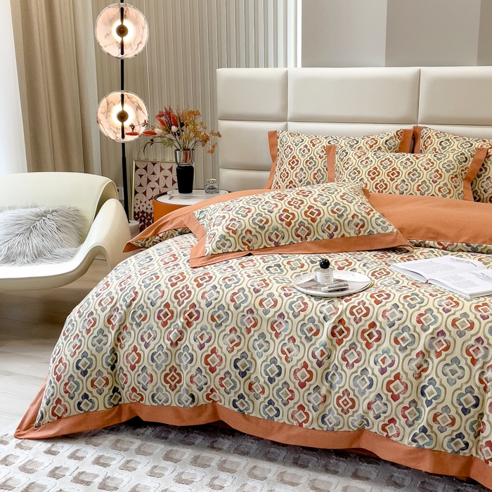 91家纺网 家纺一手货源 找家纺 印季家纺 2025新款生态全棉纯棉磨毛混纺欧式花边款四件套 麦卡