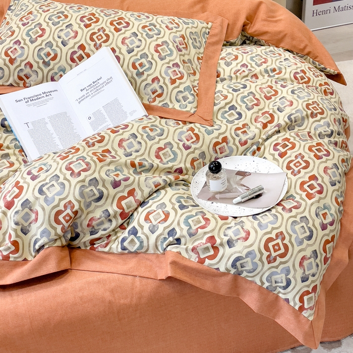 91家纺网 家纺一手货源 找家纺 印季家纺 2025新款生态全棉纯棉磨毛混纺欧式花边款四件套 麦卡