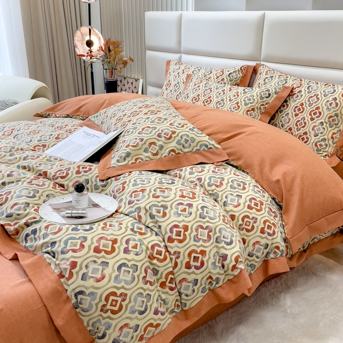 91家纺网 家纺一手货源 找家纺 印季家纺 2025新款生态全棉纯棉磨毛混纺欧式花边款四件套 麦卡